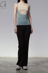 SWAYING/KNIT Contrasting Silk Tank Top SW23SS1T30 Dark Blue/Apricot ps59